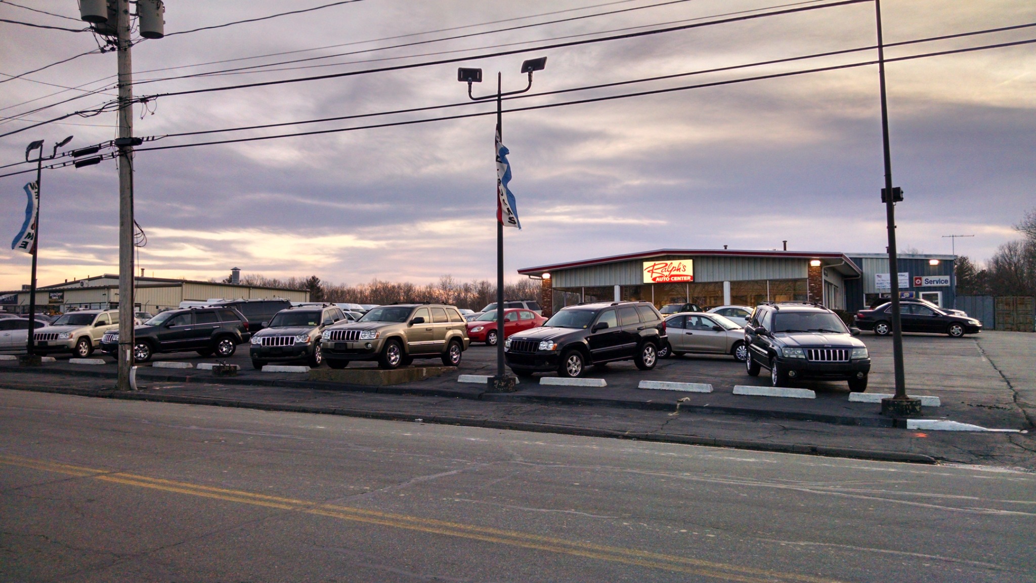 Vehicles lined up outside Ralph's Auto Center on Church Street